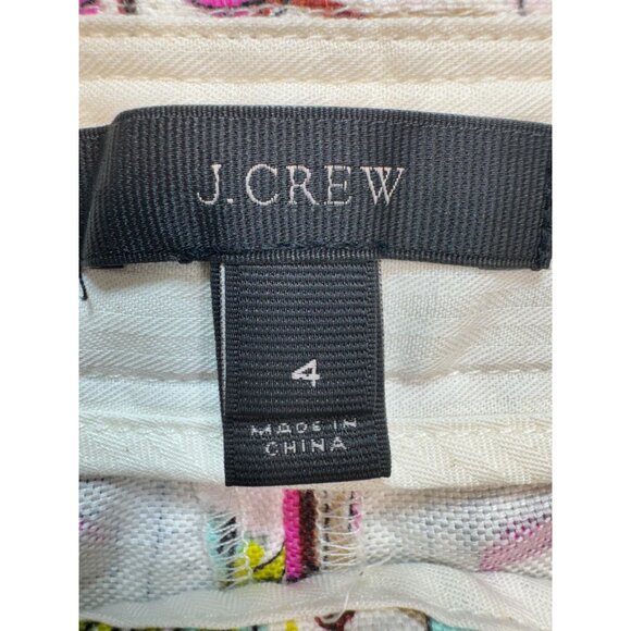 J.Crew Women's Tropical Palm Trees Print Casual Panel Button Shorts Size 4 White - Picture 2 of 12